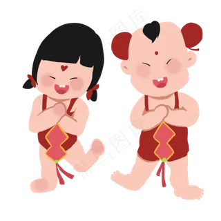 金童玉女春节元旦狗年大吉吉祥