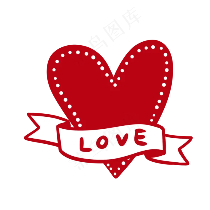 红色爱心和丝带PNG免抠素材(2048X2048(DPI:300))psd模版下载