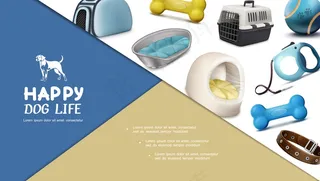 逼真的狗狗配件组合，带有载体、项圈、皮带、骨头、球和宠物房