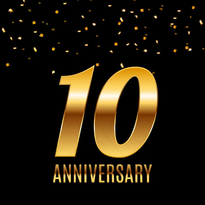庆祝10周年徽章模板设计金色数字海报背景。矢量图解eps,ai矢量模版下载