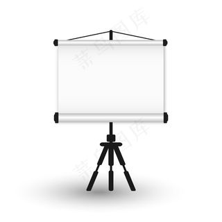 三脚架上的空便携式投影屏幕。