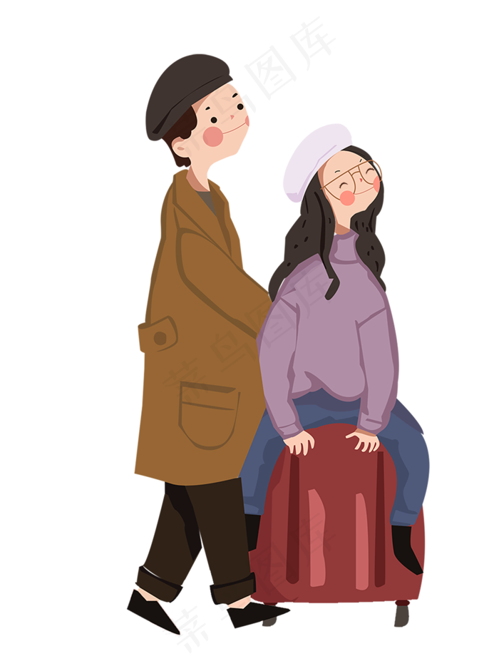 十月一国庆节情侣旅游主题插画