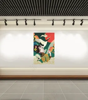 国风百合古典美女插画海报