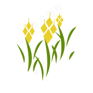 线性手绘秋天金黄的麦穗