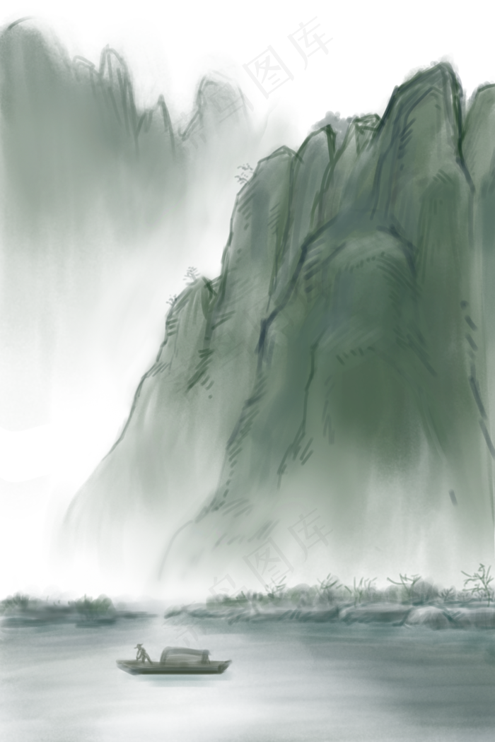 矢量水墨山水风景