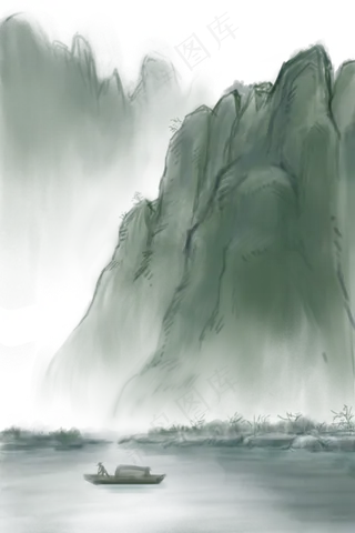 矢量水墨山水风景
