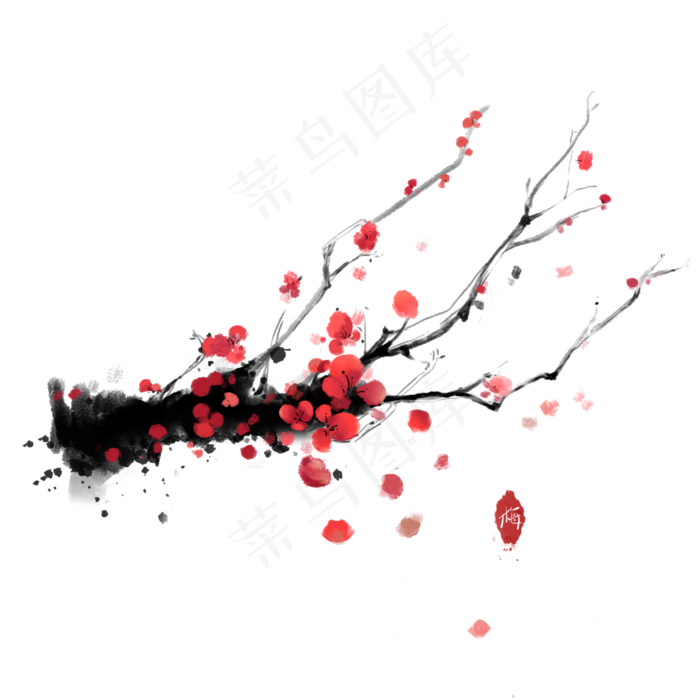 国潮水墨梅花