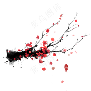 国潮水墨梅花
