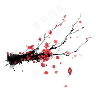 国潮水墨梅花
