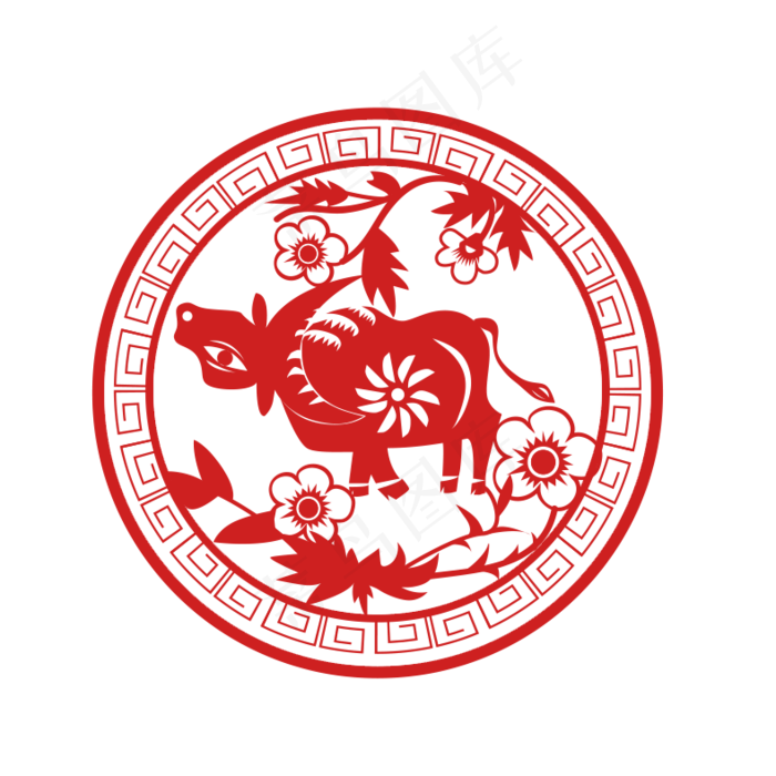 牛年剪纸形象(789X789(DPI:300))psd模版下载