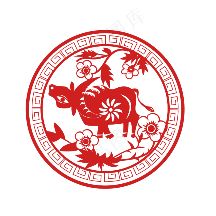 牛年剪纸形象(789X789(DPI:300))psd模版下载