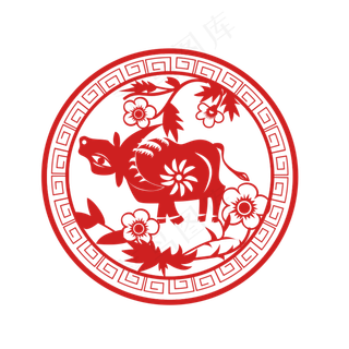 牛年剪纸形象