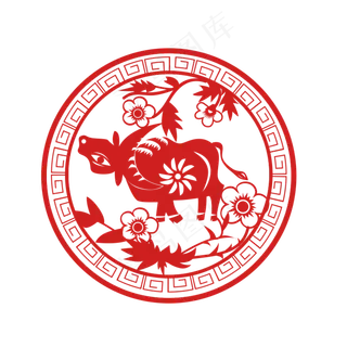 牛年剪纸形象