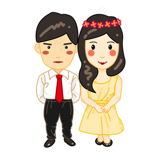 手绘七夕情人节情侣设计元素