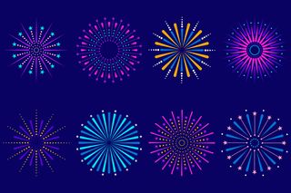 一套五颜六色的庆祝烟花