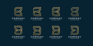 带有金色首字母b的字母标志系列