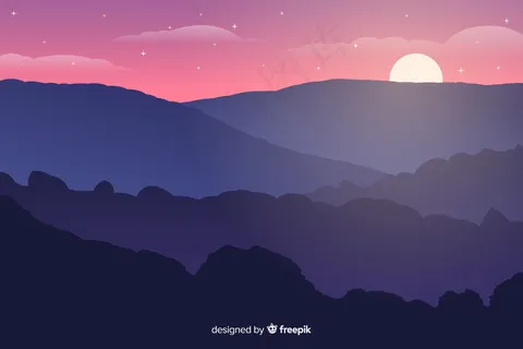 群山中的夕阳与星夜 群山中的夕阳与星夜