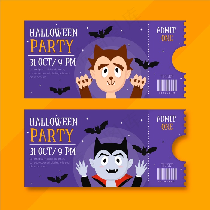 平面设计万圣节门票