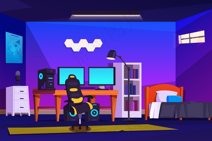 详细游戏室插图