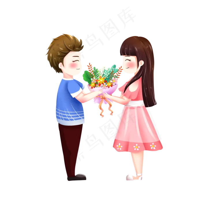 七夕情人节情侣送花求婚png透(2000X2000(DPI:300))psd模版下载