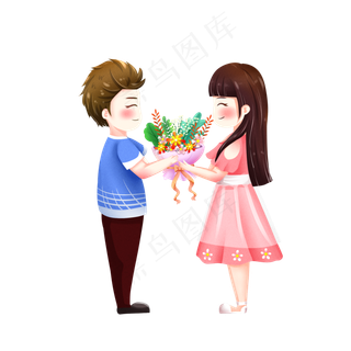 七夕情人节情侣送花求婚png透