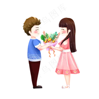 七夕情人节情侣送花求婚png透