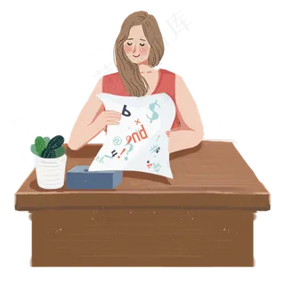 教师节女老师批改试卷