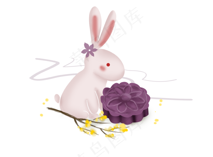 中秋节玉兔桂花和月饼