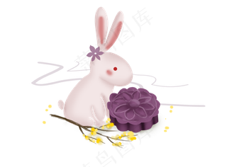 中秋节玉兔桂花和月饼