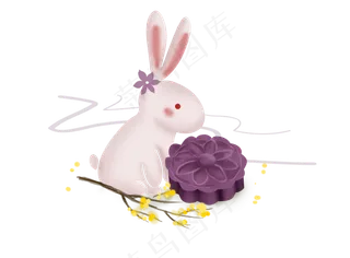 中秋节玉兔桂花和月饼