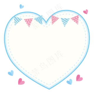 七夕情人节蓝色扁平化心形边框