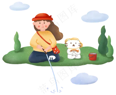 国庆节秋游旅行女孩与猫咪