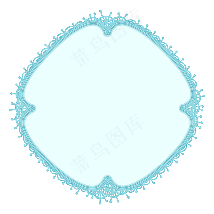 水蓝色华丽蕾丝花边边框(2000X2000(DPI:300))psd模版下载