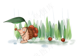 立秋秋天避雨的小刺猬