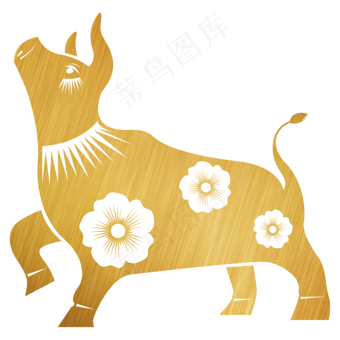 牛年烫金剪纸装饰素材