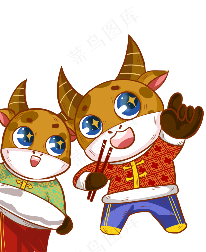 2021年春节牛年卡通喜庆年夜饭