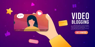 卡通网络博客记录媒体内容。影响者拍摄视频博客。