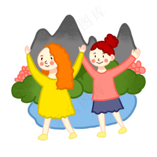 手绘卡通国庆节旅游