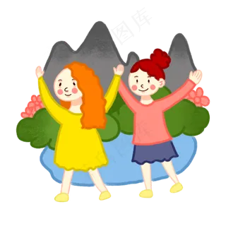 手绘卡通国庆节旅游