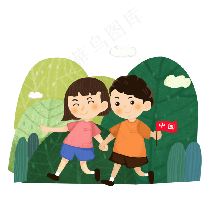 国庆节旅游人物装饰素材(2000X2000(DPI:300))psd模版下载