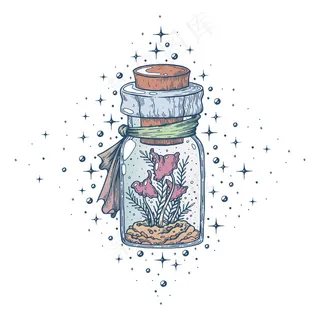 一个装蘑菇的女巫药水瓶