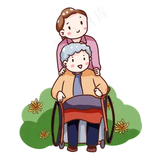 手绘卡通重阳节老人