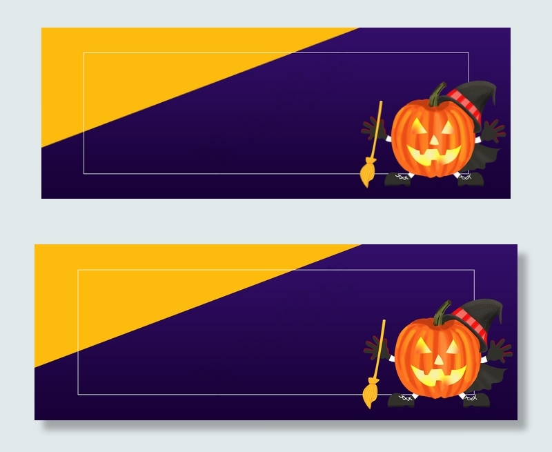 南瓜万圣节简约卡通蓝色banner