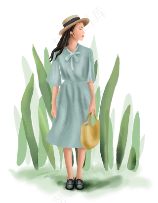 立秋秋天野女孩和植物