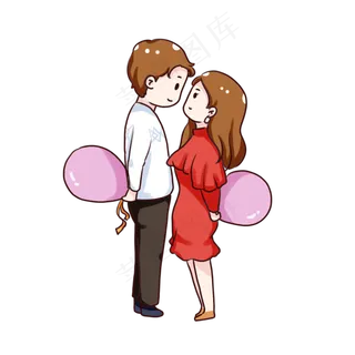 手绘卡通情侣