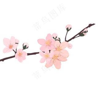 新中式风格粉色梅花手绘装饰免扣