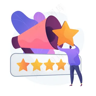 品牌评级测量。产品排名，smm工具，用户反馈分析。数字营销专家分析客户满意度。向量孤立概念隐喻图解