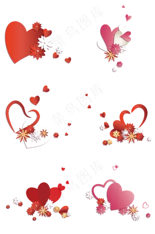 爱心与剪纸花卉