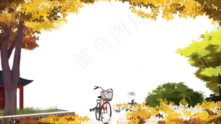 秋天景色创意边框设计