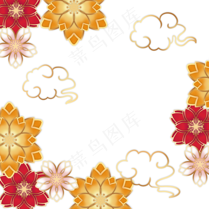 春节剪纸花朵边框(3000X3000(DPI:300))psd模版下载